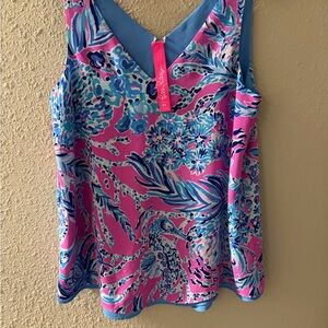Lilly Pulitzer Pink and Blue Floral Tank Top